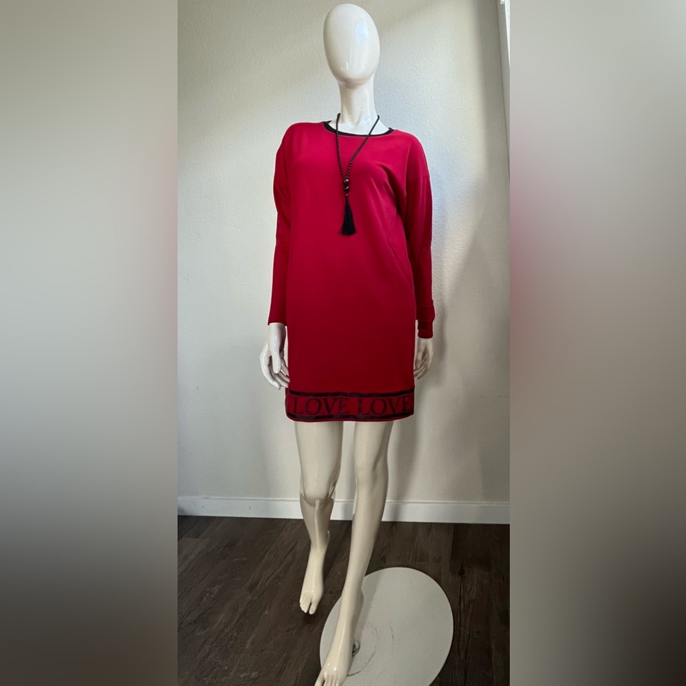Soho Red Sheath Dress with Dolman Sleeves - Picture 2 of 5